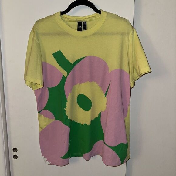 Adidas x Marimekko Yellow Flower Graphic Tee Size Asia Medium (US Small) EUC - Picture 1 of 13